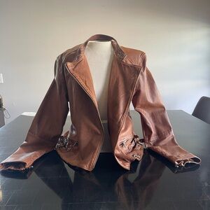 Ralph Lauren Brown Leather Moto Jacket
